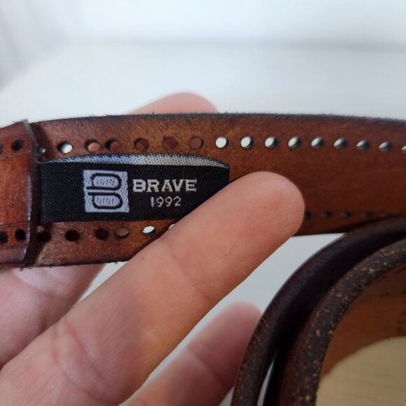 BRAVE Genuine Leather Cognac Colored Belt - Picture 3 of 5